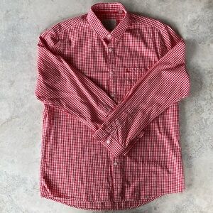 Jack Willis Casual Orange and White Plaid Button Down Shirt